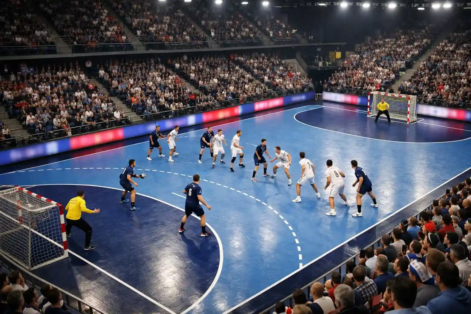 Handball Bundesliga und EHF Champions League – Spielszene in voller Arena