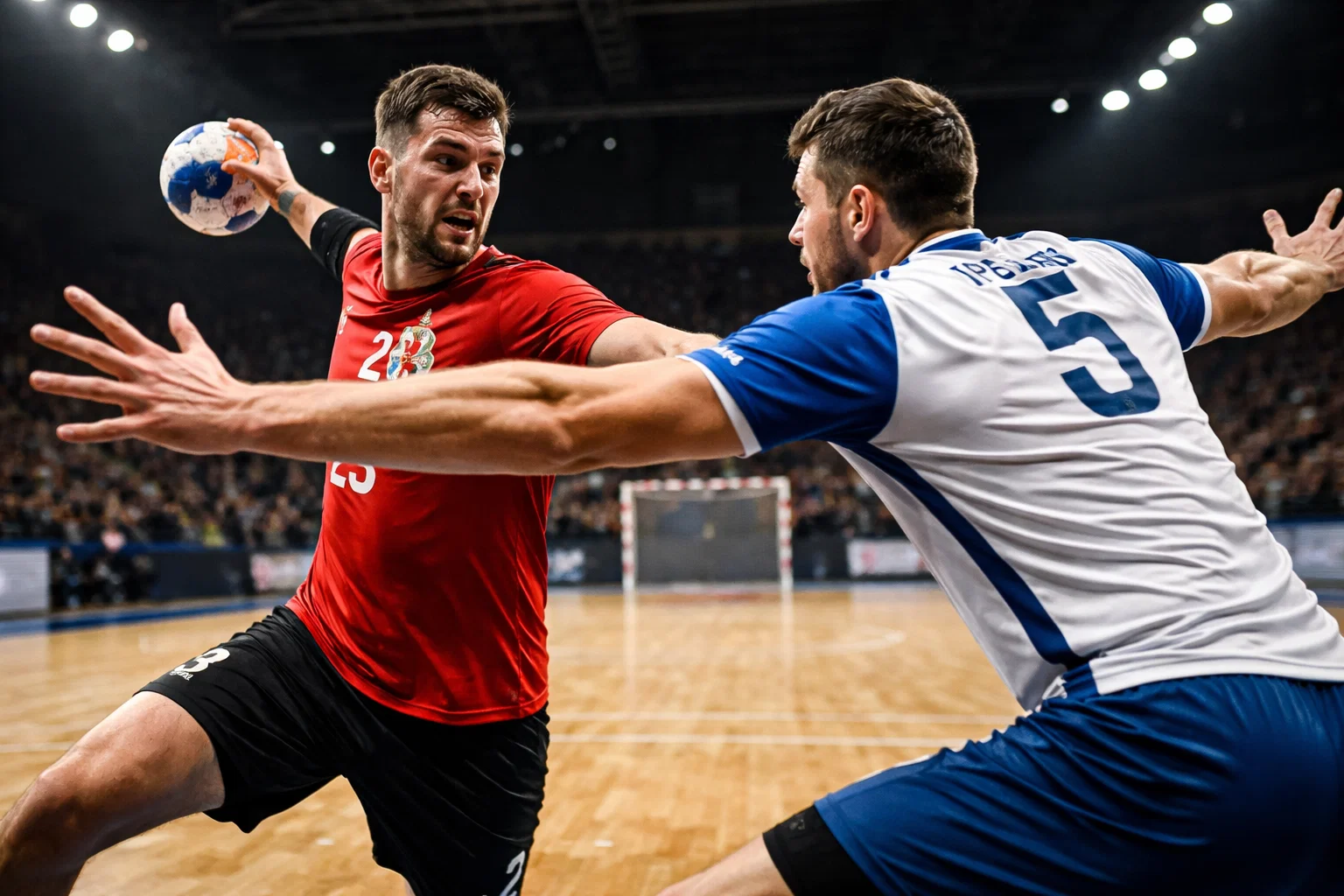 Handball-Spielszene mit Torwurf gegen den Torhüter – Handicap-Wetten und Spread-Linien