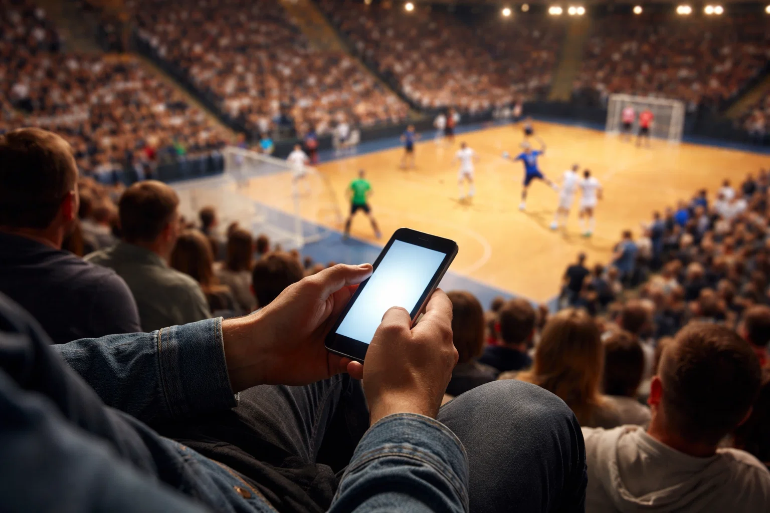 Handball-Spieler in Aktion während eines Live-Spiels – Live-Wetten mit Echtzeit-Quoten