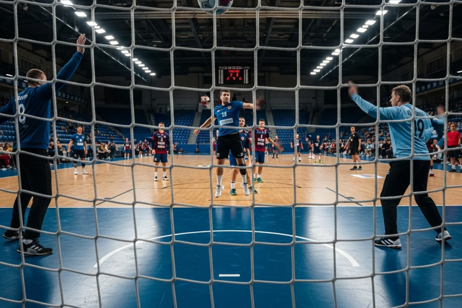 Handball-Spieler beim Wurf aus verschiedenen Positionen auf dem Spielfeld – xG Expected Goals Modell